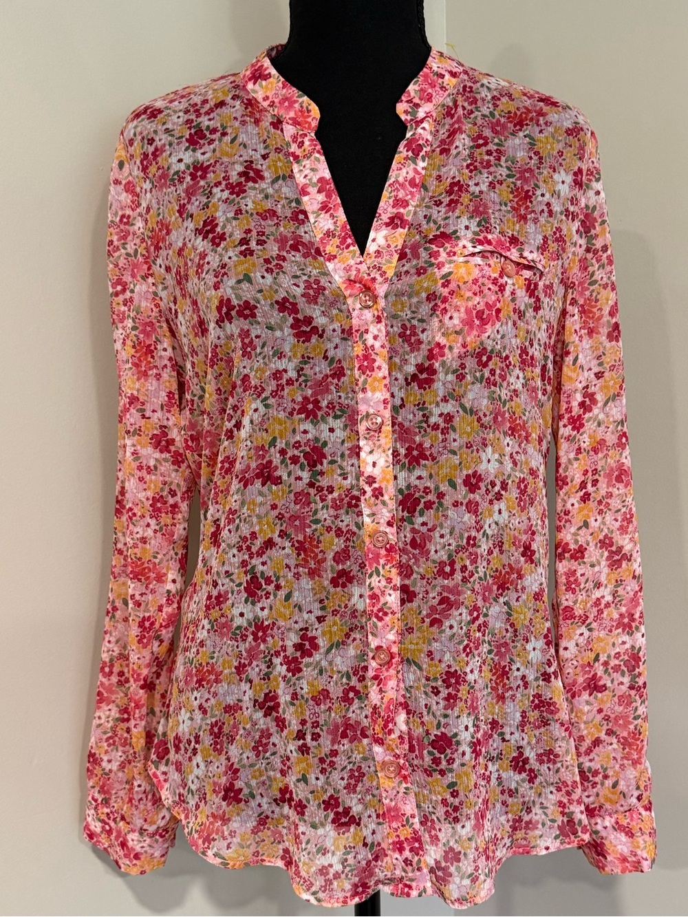 Kut From The Kloth Pink Floral Sheer Blouse